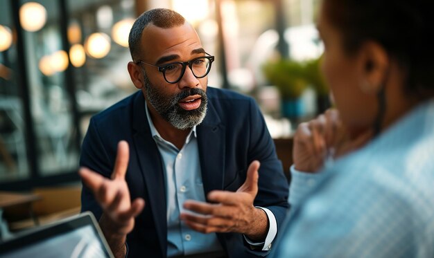 Foto discussie met de financieel adviseur