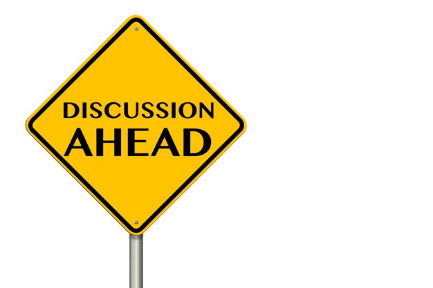 Discussion Ahead traffic sign on a white background