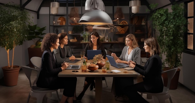 Фото Обсуждение и работа за столом с женщинами