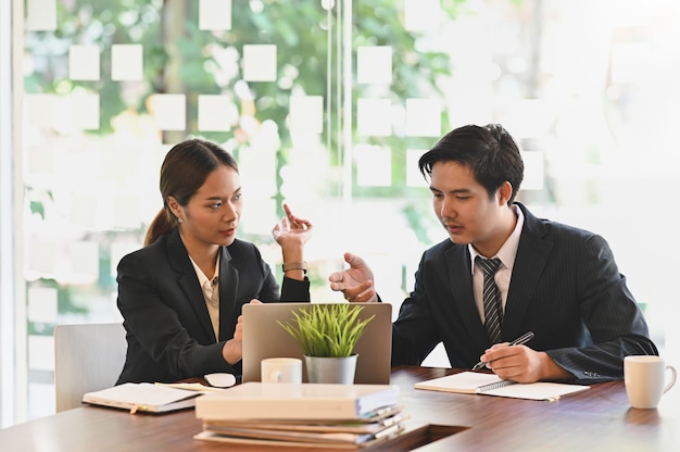 Discussion business, Business colleagues meeting consult on office desk.