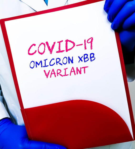 Foto immagine concettuale dell'entroterra della malattia, variante omicron xbb di covid-19.