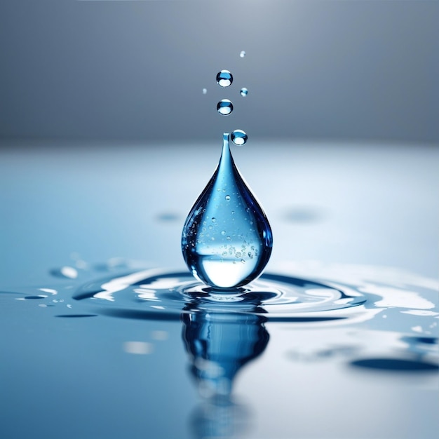 Diseno de Gota de Agua en Tonos Azules Estilo Moderno Enfoque en la Conservacion del Agua