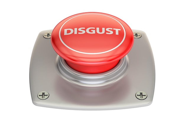 Disgust Red Button 3D rendering