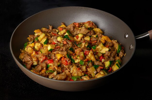 Dish called ratatouille made by frying chopped vegetables