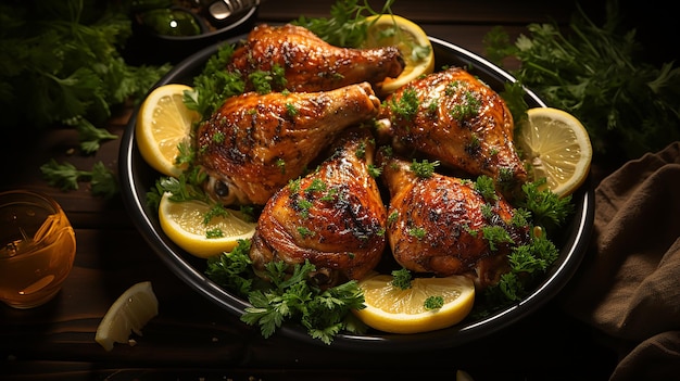 a dish of chicken with lemon and lemon