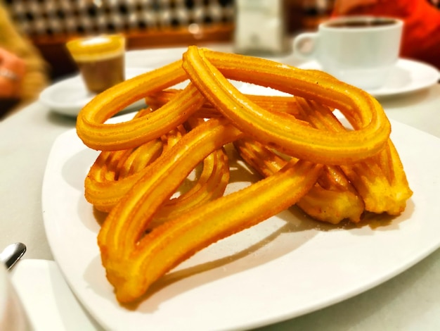 Dish of churros. typical food from valencia, spain