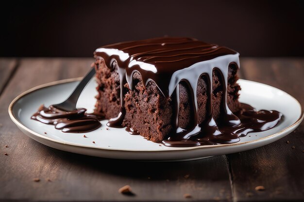 Foto un piatto di una deliziosa torta di cioccolato