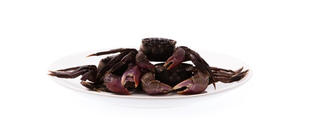 dish of fresh crab isolated on white background