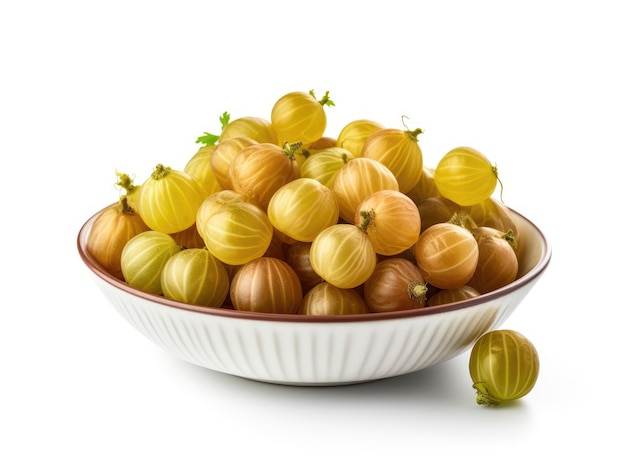 Dish of gooseberry isolated on a white background