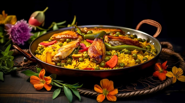 A dish of Paella food