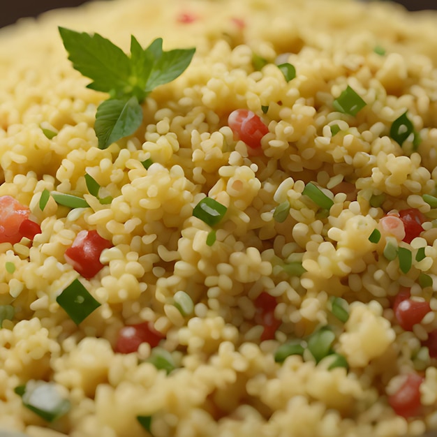 a dish of rice with parsley and parsley