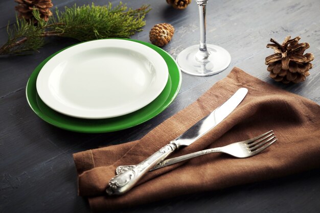 dish set served on table for christmas dinner