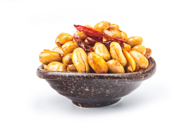 A dish of spicy peanuts