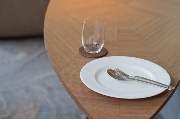 dish spoon fork on table at restaurant