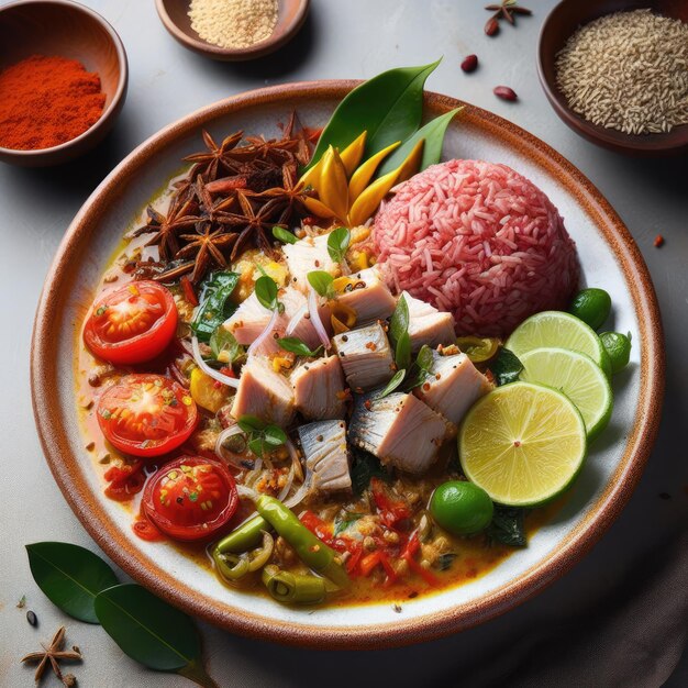 Foto un piatto di curry di pesce dello sri lanka con tonno