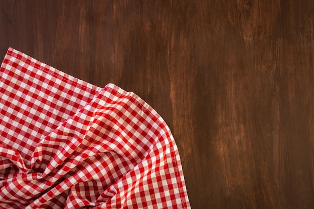 Dish towel on a wood background.