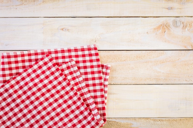 Dish towel on a wood background.