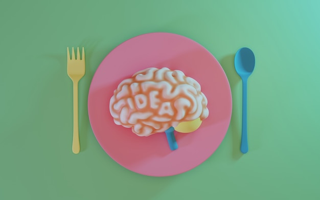 脳のアイデアの背景を持つ料理