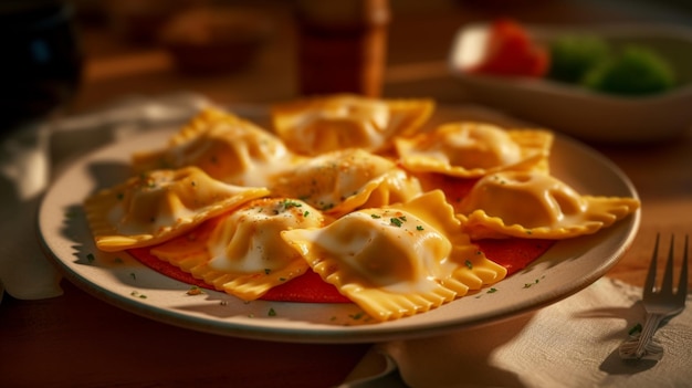 dish with ravioli