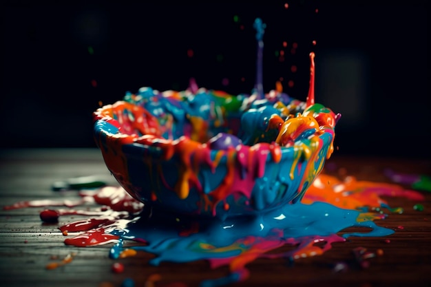 Dishes covered with paints Generative AI