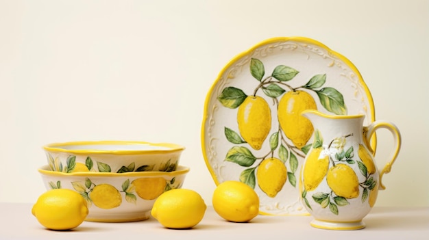 Photo dishes painted with lemons