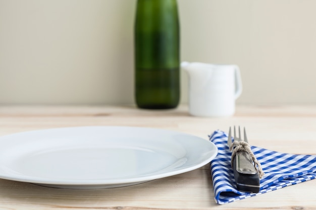 Dishes with fork and knife