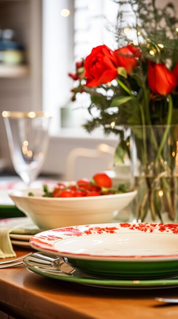 Фото Набор посуды и посуды для зимних праздников семейный ужин рождественские домашние принадлежности декорации для праздников в