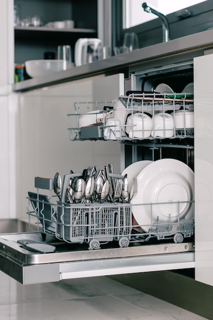 Dishwasher with cleaned plates