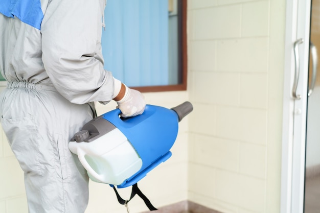 Disinfectant sprayers and germs that adhere on objects on the surface.