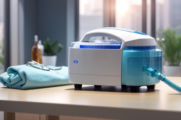 Disinfection equipment on table