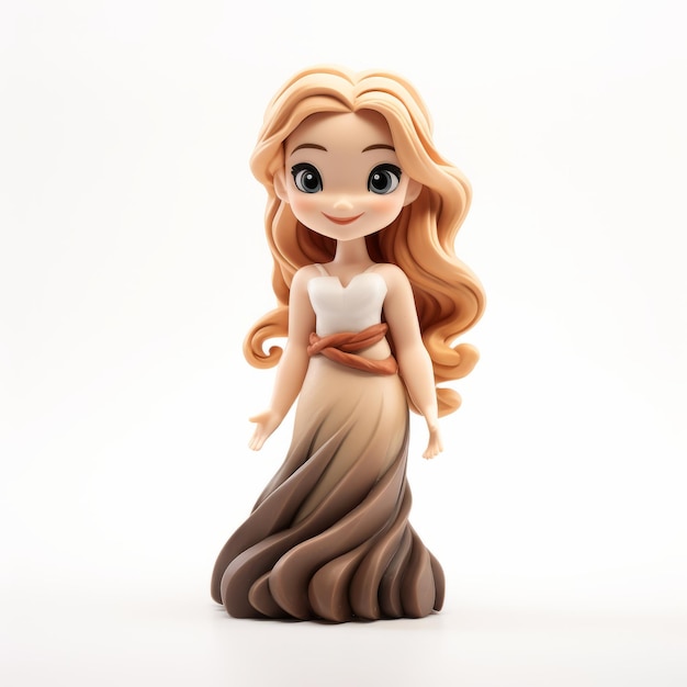 Photo disney girl figurine with fishtail braid hairstyle limited color range