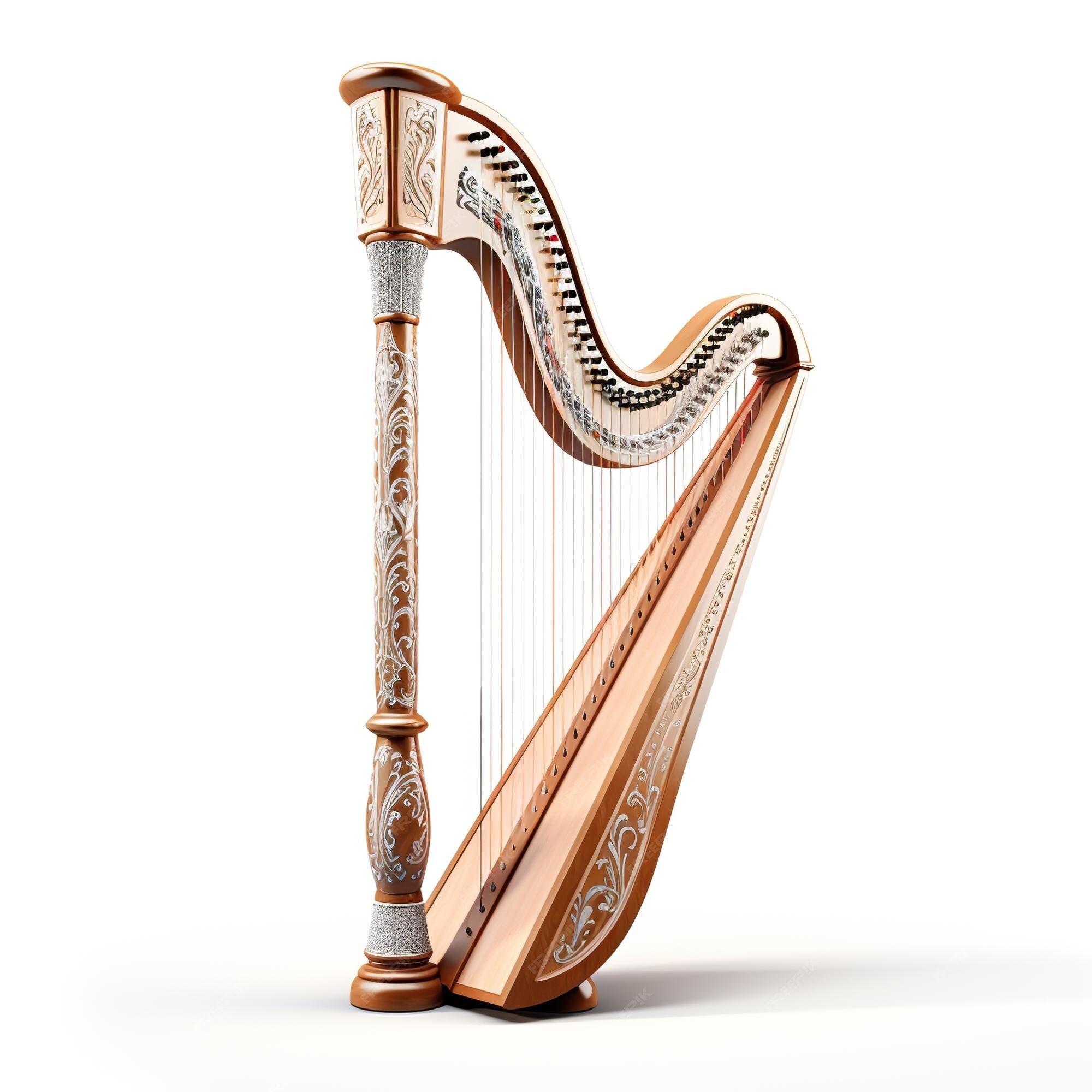 Premium Photo | Disney harp instrument on white background