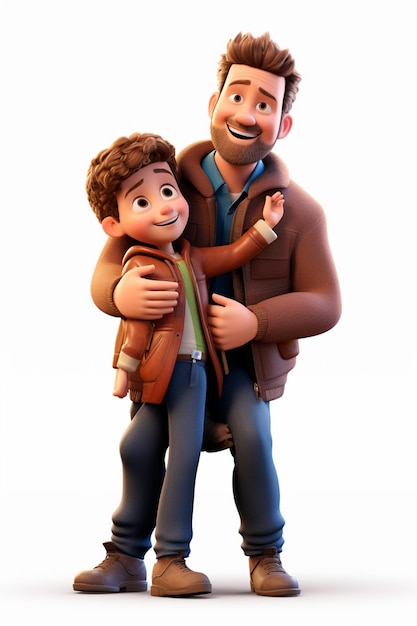 disney pixar style photograph of a father and son