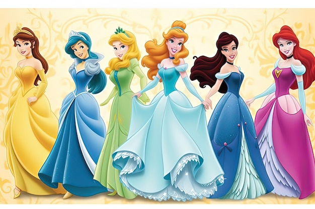 Disney princess cartoon characters fairy princesses set princess disney cartoons