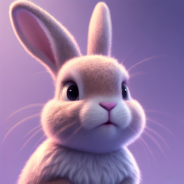 Disney style bunny on mauve background