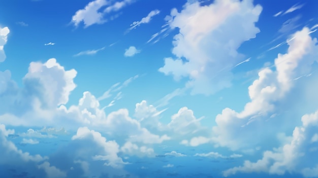 Disneystyle blue sky with sparse clouds hd wallpaper
