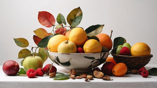 Display assorted fruit in a rustic bowl