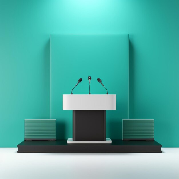 Photo display background with empty podium