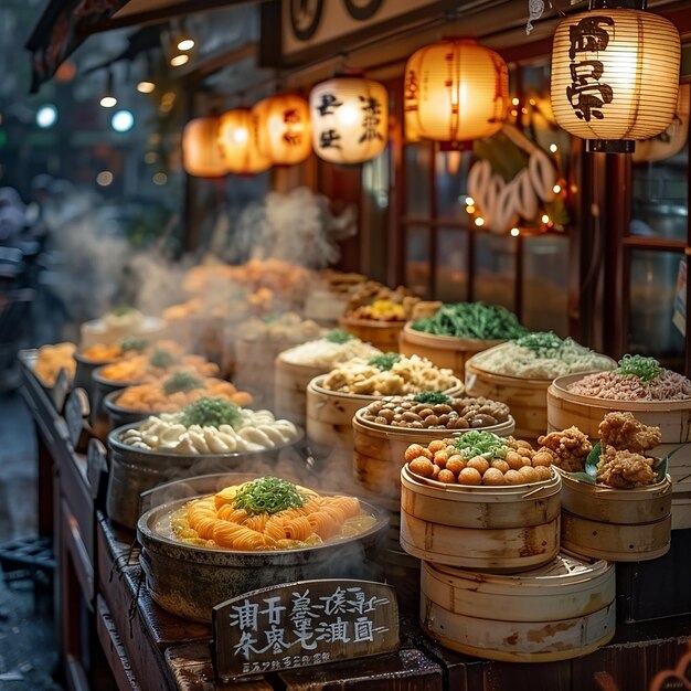 Photo a display of chinese lanterns with chinese writing on it