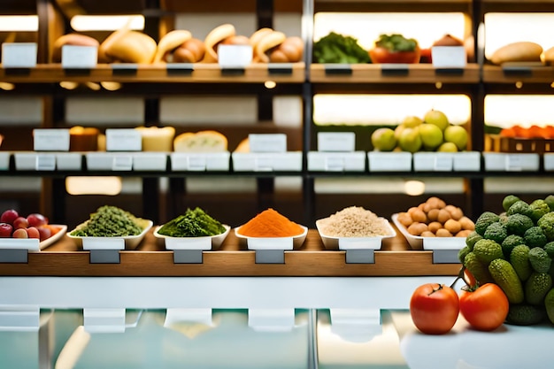 Photo a display of different foods including one of the vegetables.