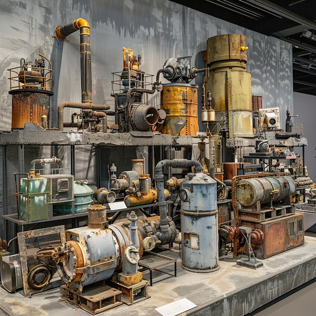 a display of old industrial machinery and machinery