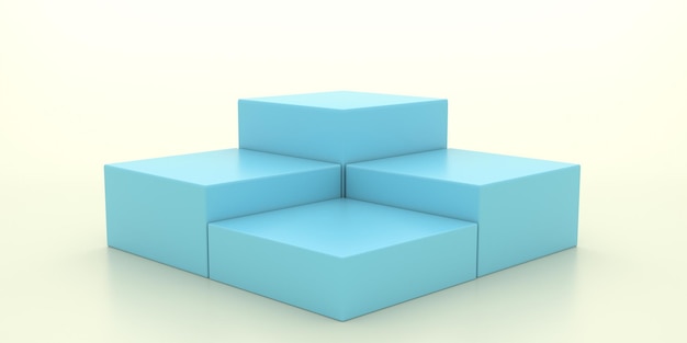 Display platforms blocks set empty pastel blue color 3d illustration