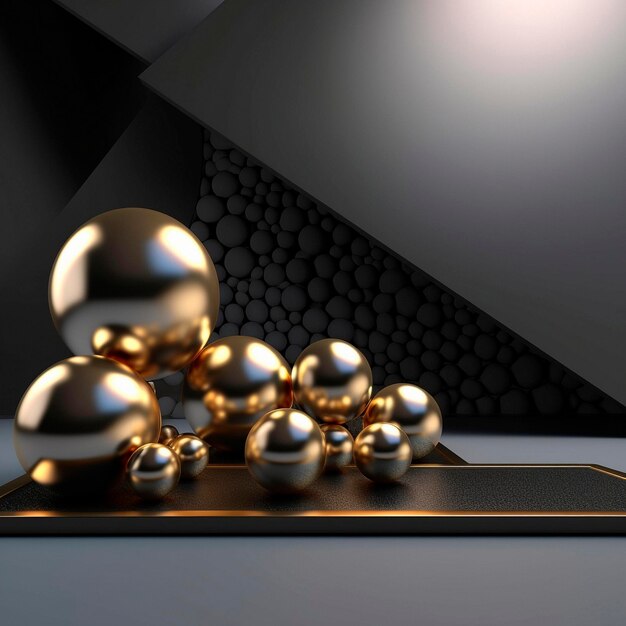 Premium AI Image | A display of silver balls and a black background