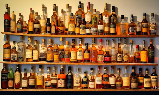 A display of single malt scotch whisky