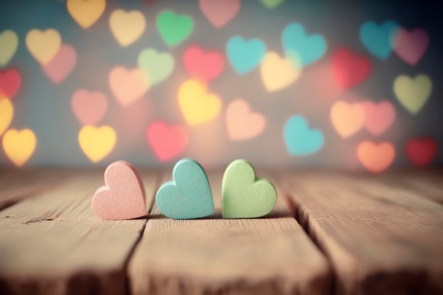 Display of stands decorated with colorful heart of love for Valentine's Day Ai generative