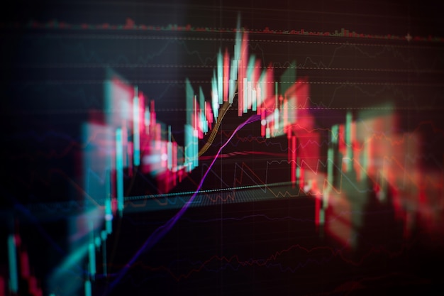 Display of Stock market quotes. Business graph. Bullish Bearish trend. Candlestick chart uptrend downtrend . Business graph background: Analysis business accounting on info sheets.