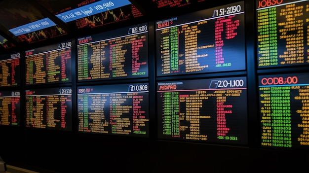 display of stock market quotes on display in stock exchange stock exchange