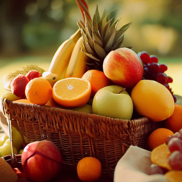 A display of tempting juicy fruits atop a white tabletop