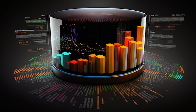 Photo a display with a bar graph on it