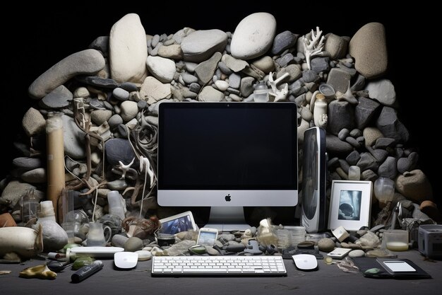 Photo display with some device on the table